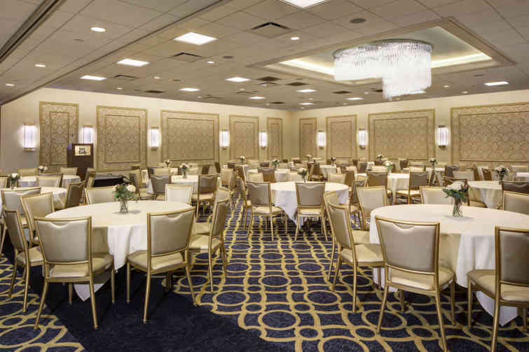 Ballroom with crystal chandelier