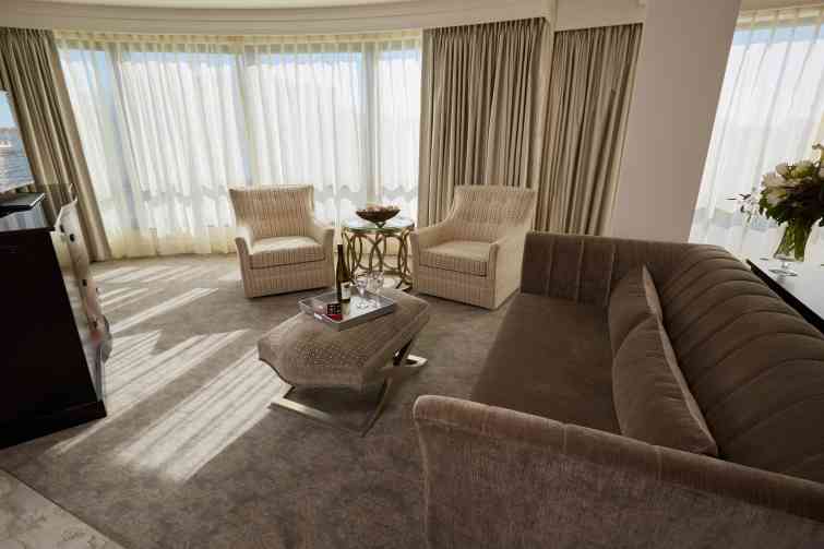 Signature Suite sitting room at Park Hotel with wine and chocolates